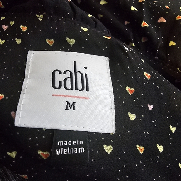 Cabi Womens Eros Blouse SZ M Wrap Multi Color Hearts Romantic Ruffles Valentines - Picture 15 of 16